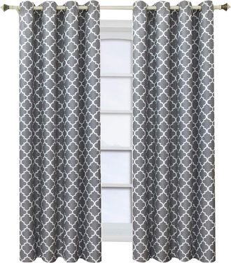 OEM Cortina Opaca De 2 Paneles Con Ojales, Dise&ntilde;o El&iacute;ptico Gris, Aislamiento T&eacute;rmico Del 70-90%, Ideal Para Sala De Estar O Dormitorio