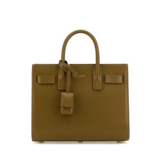 Saint Laurent Khaki Leather Nano Sac De Jour Handbag
