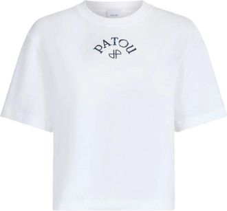 Patou T-Shirts, female, White, Size: M Polo T-Shirt with Embroidered Logo and Short Sleeves