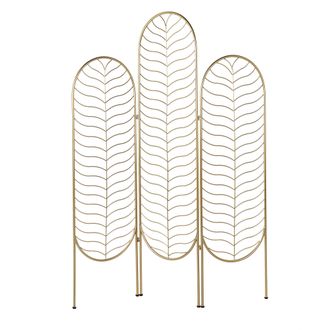 Beliani Beliani - Biombo Decorativo De 3 Paneles Plegable De Hierro Con Marco De Metal Dorado Pescia