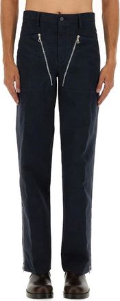 Dries Van Noten Double Zipper Cotton Trousers - Blue