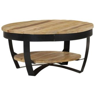 vidaXL Tavolino da Caff&egrave; con piano e ripiano in legno e struttura in acciaio nero