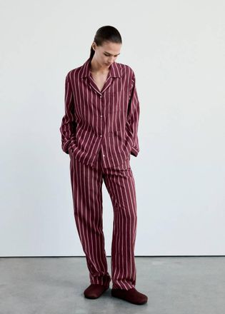 Mango Camicia pigiama righe tasca frontale bordeaux - Donna - S - MANGO