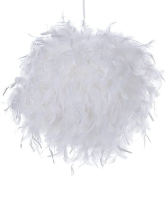 Beliani L&aacute;mpara colgante plumas blanco