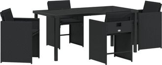 vidaXL Garden Dining Set with Cushion Folding 5 pcs Black Poly rattan vidaXL