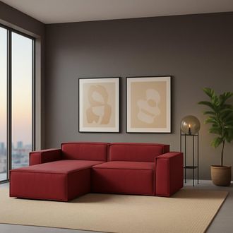Dmora Sof&aacute; Fijo Dcagnan, Gran Sof&aacute; Modular De 2 Plazas Pen&iacute;nsula Izquierda, 100% Made In Italy, Sof&aacute; Moderno En Tela, Cm 240x170h70, Rojo - Dmora