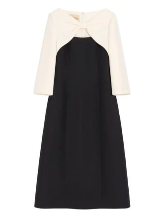 Valentino Garavani Abito midi con maniche a contrasto - Nero