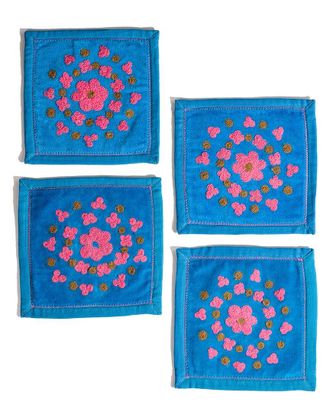 Tiramisu Floral Bloom Embroidered Cocktail Napkins