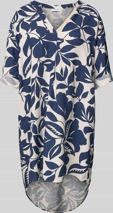 Zabaione Tunikakleid mit verl&auml;ngertem R&uuml;ckteil und Tunikakragen in Marine, Gr&ouml;&szlig;e M