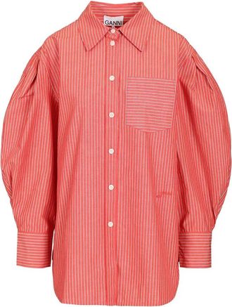 Ganni Katoenen Oxford overhemd - Dames - Overhemden - Rood - XS - Katoen - Overhemden