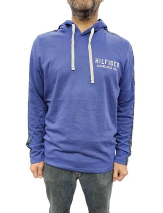 Tommy Hilfiger Long Sleeve Hoodie In Blue Ocean