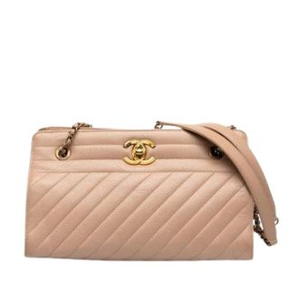 Chanel Pre-owned Quilted Goatskin Tote - Dames - Pre-owned - Beige - Maat: ONE Size Leer