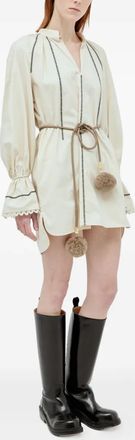 Max Mara Leren riem met pompon - Bruin