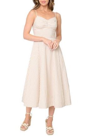 Gibsonlook Amanda Stripe Cotton Blend Poplin Sundress in Khaki Stripe at Nordstrom Rack, Size Xx-Small