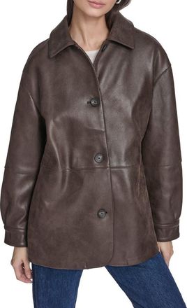 Levi's Water Resistant Faux Leather Coat in Dark Brown Faux Suede at Nordstrom, Size X-Large