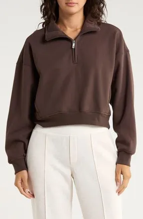 Apana Forever Fleece Quarter Zip Sweatshirt in Java at Nordstrom Rack, Size X-Large