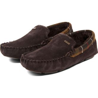 Barbour Monty Faux Fur Lined Slipper in Brown Suede at Nordstrom, Size 10