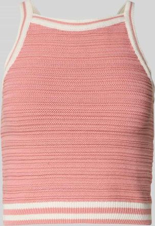 Review Crop Stricktop mit Rundhalsausschnitt in Rosa, Gr&ouml;&szlig;e L