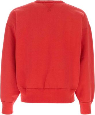 Polo Ralph Lauren Mens Logo Crewneck Sweatshirt Red Cotton Polyester Sweater
