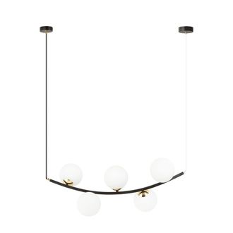 Wonderlamp L&aacute;mpara colgante con barra de metal y 5 esferas opal a los lados