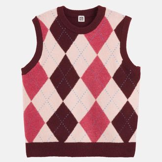 La Redoute Collections Mouwloze trui met argyle-ruitjes