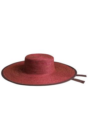 Brunna.Co The Lolo Wide-brim Jute Boater Hat in Burgundy at Nordstrom, Size Medium