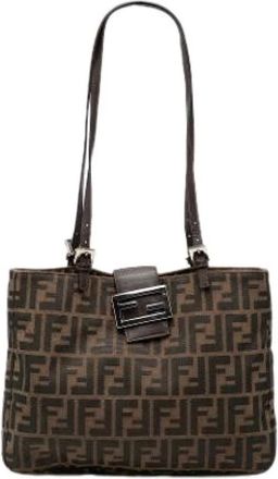 Fendi Pre-owned Shoulder Bags, female, Brown, Size: ONE SIZE Pre-owned Vintage Canvas Shoulder Bag
