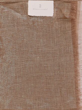 Brunello Cucinelli Womens Lurex Linen Scarf Gold Scarfs