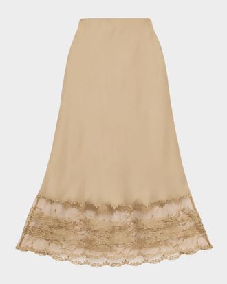 By Malene Birger Blake Satin Lace Slip Skirt