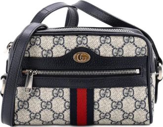 Gucci Borsa a tracolla Ophidia mini in tela cerata GG - Blu