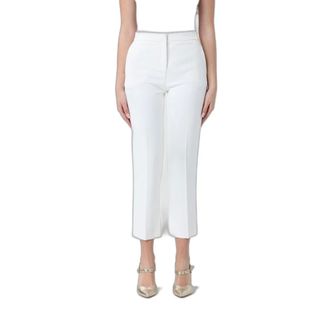 Elisabetta Franchi Pantaloni Sartoriali Cropped - Dames - Broeken - Wit - Maat: XL Zijde