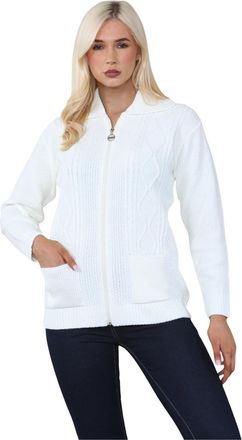 Janisramone Zip-up Cardigans for Women UK, Full Sleeves Solid Color Ladies Cardigan, Knitted Womens Zip up Cardigan, Ladies Cardigans with Pockets for Winters Cre