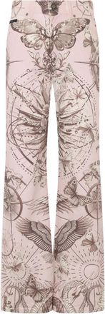 Philipp Plein Straight Cut Jeans Butterfly Tattoo - Dames - Wijde Broeken - Roze - W24 - Denim - Broeken