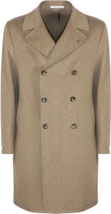Tagliatore Lange Dubbele-Rij Jas - Heren - Mantel - Beige - L - Wol - Jassen