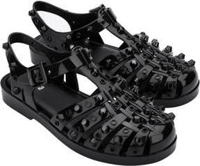 Melissa Possession Stud Fisherman Sandal in Black/dark Grey at Nordstrom Rack, Size 9 M