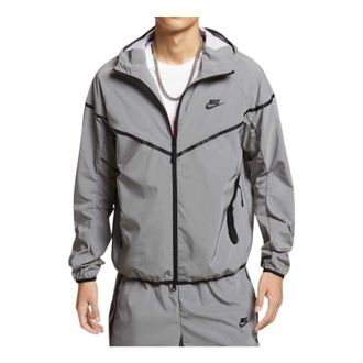 Nike Tech Woven Flash Jacket Reflect Asia Sizing Silver Black FZ7586-035