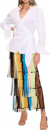 Simon Miller Anya Poplin Wrap Top In Macadamia White