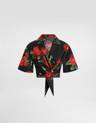 Dolce & Gabbana Rose-print Poplin Shirt - Woman Shirts And Tops Multicolor 36