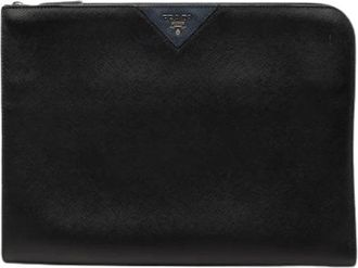 Prada Pre-owned Clutches, female, Black, Size: ONE SIZE Pre-owned Saffiano Clutch Bag