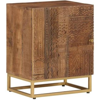 vidaXL Comodino 40x30x50 cm in Legno Massello di Mango e Ferro vidaXL