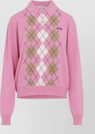 Miu Miu argyle pattern polo collar knitwear sweater