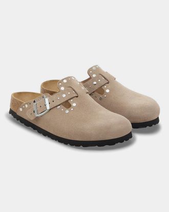 Birkenstock Womens Boston Clogs in Tan Suede - Size UK 5.5