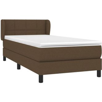 vidaXL Cama Box Spring Con Colch&oacute;n Tela Marr&oacute;n Oscuro 90x190 Cm Vidaxl