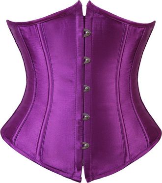 Grebrafan Womens Lace up Boned Brocade Waist Training Underbust Corsets Plus Size (UK(24-26) 7XL, Purple)