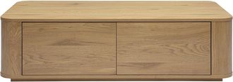 Miliboo Mesa De Centro Rectangular Con Almacenamiento 2 Cajones Acabado Madera Clara Roble L120 Cm Negan