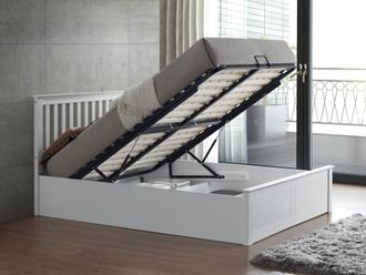 Bedmaster Malmo Wooden Ottoman Bed & Signature Platinum 2000 Pocket Sprung Mattress in White | Size: Double