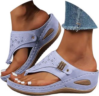 Generic Orthopedic Wedge Sandals for Women Lightweight Orthopedic Flip Flops UK Wide Fit New Summer Slides Non-Slip Beach Shoes Toe Post Slippers Arch Support