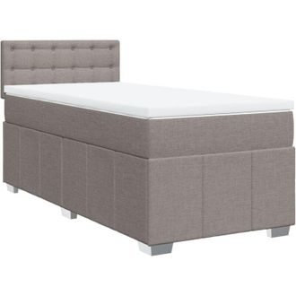 vidaXL Cama Box Spring Con Colch&oacute;n Tela Gris Taupe 100x200 Cm Vidaxl