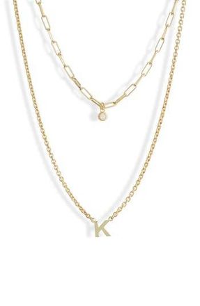 Meshmerise Diamond Initial Charm Necklace in Yellow-K at Nordstrom Rack