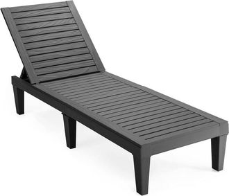 Costway Chaise Longue per Cortile, Lettino Reclinabile da Esterno con Schienale Regolabile, Lettino Sdraio da Giardino per Cortile Spiaggia Balcone Piscina
